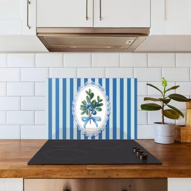 Illustratie - Bessen - Blauw - Strepen keuken achterwand spatscherm klein -sfeer2