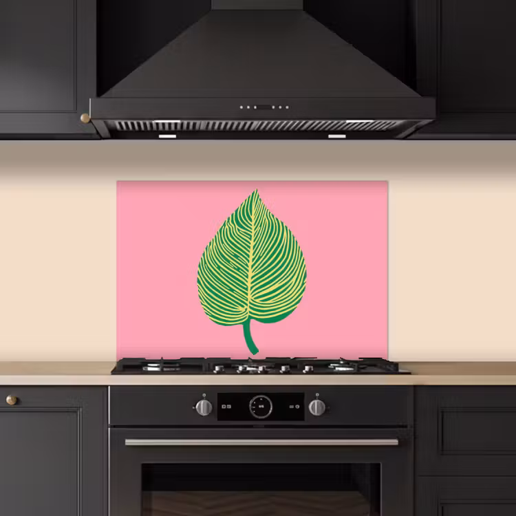 Illustratie - Blad - Minimalistisch - Groen keuken achterwand spatscherm klein -sfeer1