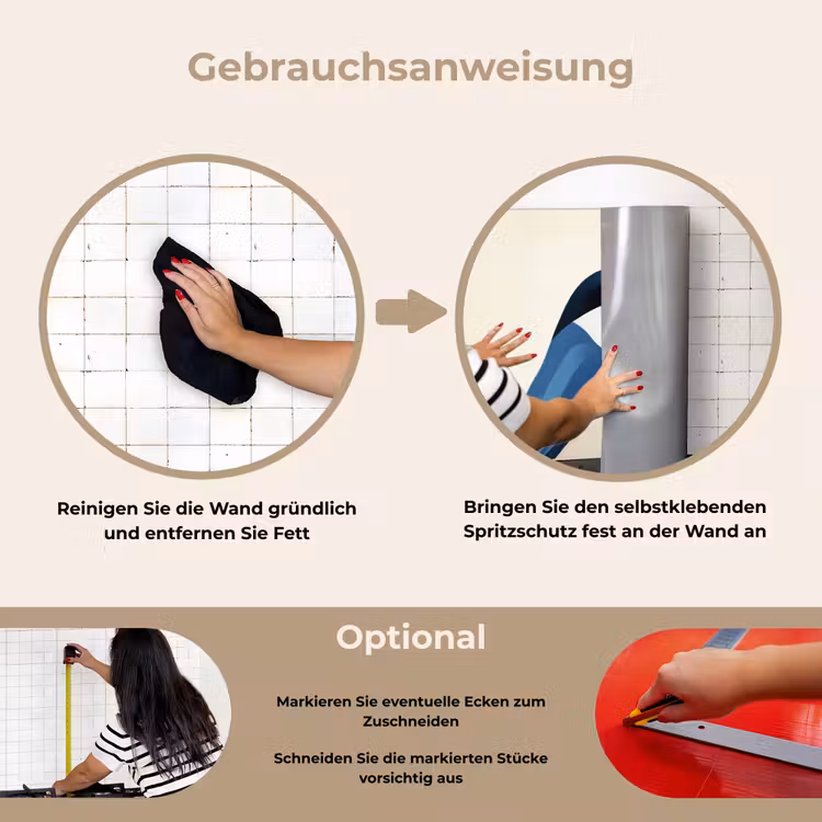 Illustratie - Blauw - Vogel keuken achterwand spatscherm klein -gebruiksaanwijzing_DE