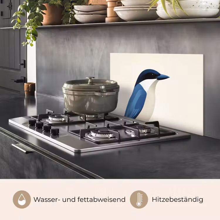 Illustratie - Blauw - Vogel keuken achterwand spatscherm klein -usp_DE