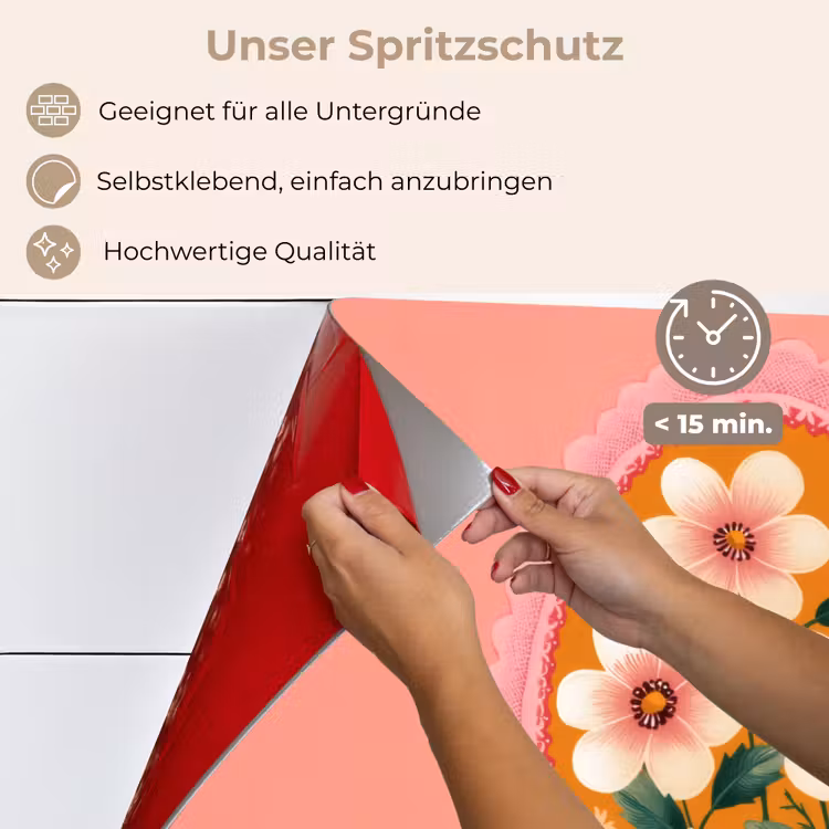 Illustratie - Bloemen - Rand - Roze keuken achterwand spatscherm klein -spatscherm_DE
