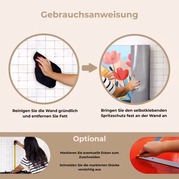 Illustratie - Bloemen - Kleurrijk keuken achterwand spatscherm klein -gebruiksaanwijzing_DE