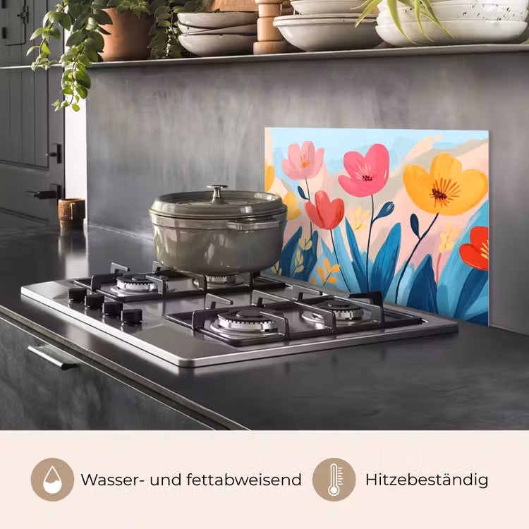 Illustratie - Bloemen - Kleurrijk keuken achterwand spatscherm klein -usp_DE