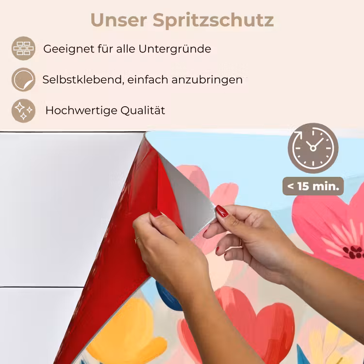 Illustratie - Bloemen - Kleurrijk keuken achterwand spatscherm klein -spatscherm_DE