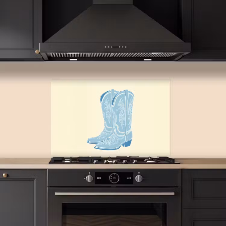 Illustratie - Cowboylaarzen - Patroon keuken achterwand spatscherm klein -sfeer1
