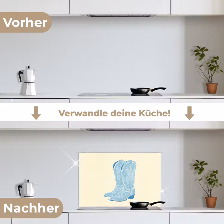 Illustratie - Cowboylaarzen - Patroon keuken achterwand spatscherm klein -voor_na_DE