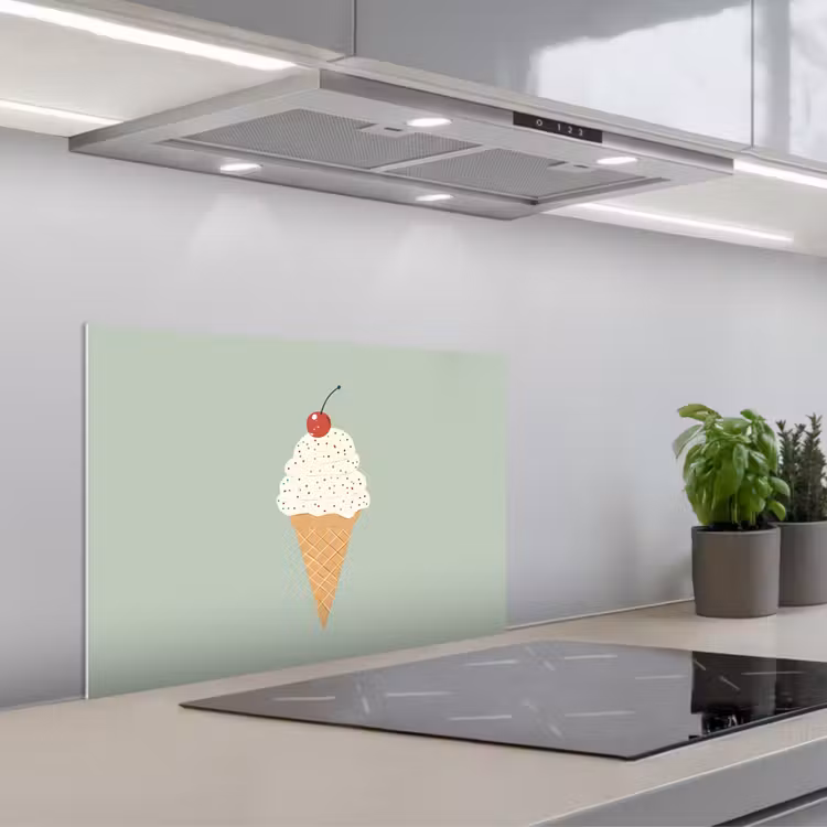Illustratie - Ijsje - Spikkels - Kers keuken achterwand spatscherm klein -3d_schuin