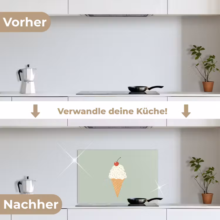 Illustratie - Ijsje - Spikkels - Kers keuken achterwand spatscherm klein -voor_na_DE