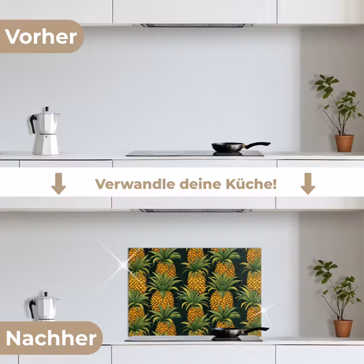 Illustratie - Patroon - Ananas keuken achterwand spatscherm klein 900 -voor_na_DE