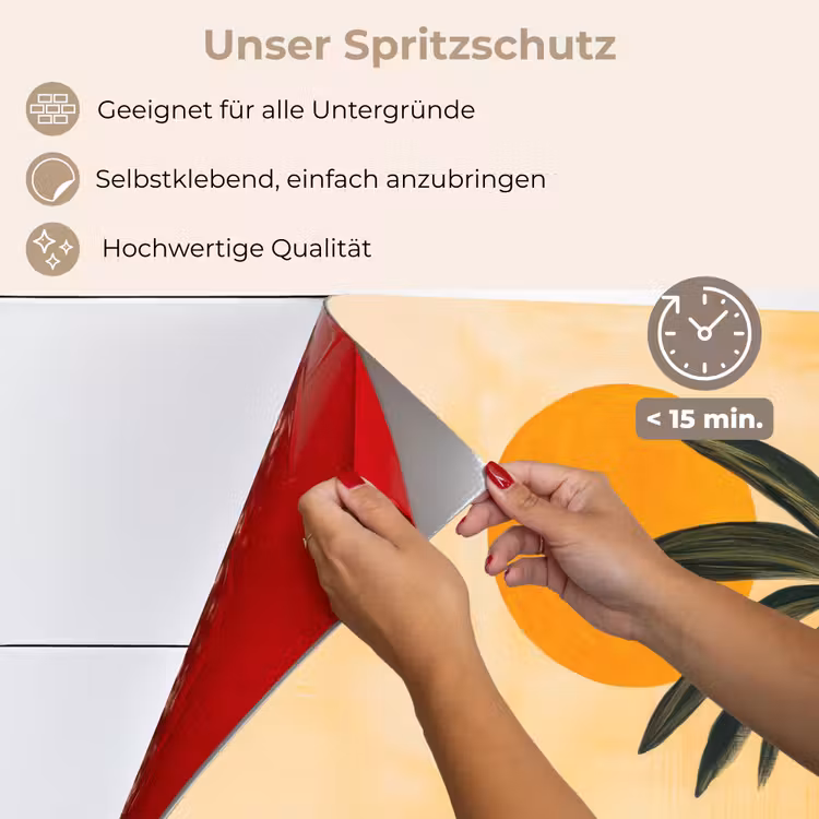 Illustratie - Palmboom - Zon - Heuvels keuken achterwand spatscherm klein -spatscherm_DE