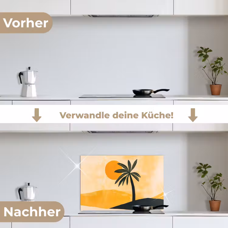 Illustratie - Palmboom - Zon - Heuvels keuken achterwand spatscherm klein -voor_na_DE