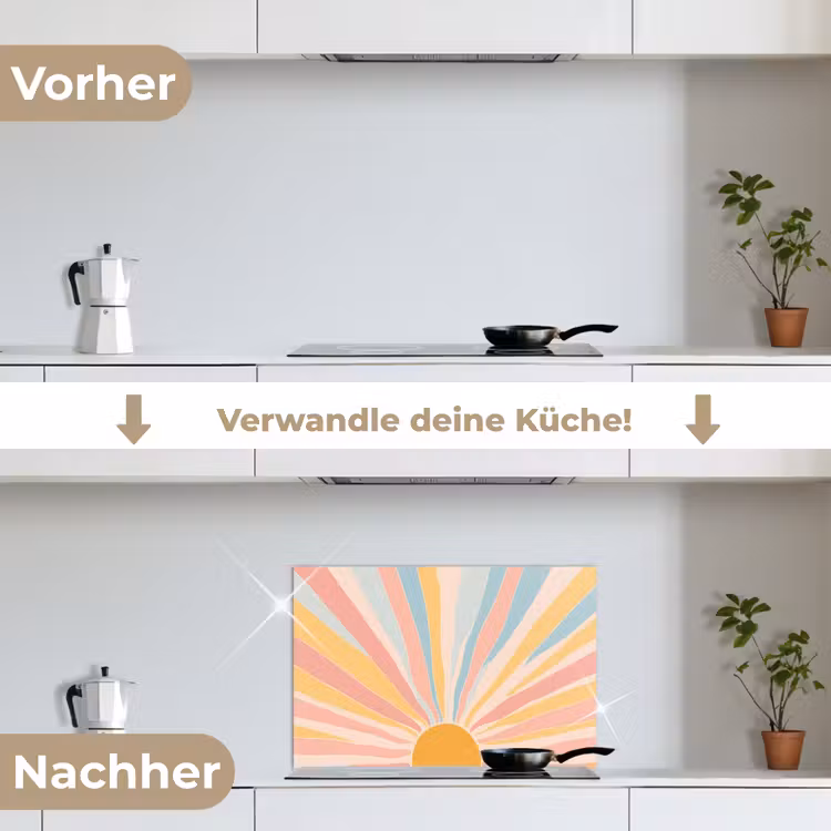 Illustratie - Zon - Pastelkleuren keuken achterwand spatscherm klein -voor_na_DE