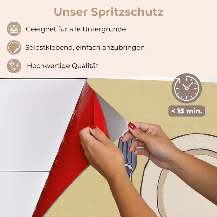 Illustratie - Bord - Bestek - Beige keuken achterwand spatscherm klein -spatscherm_DE