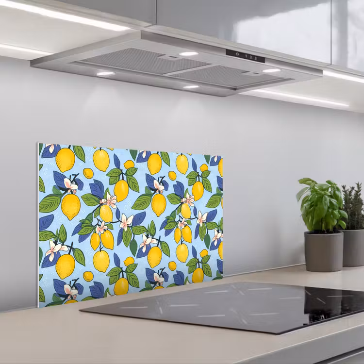 Illustratie - Citroen - Patroon keuken achterwand spatscherm klein 900 -3d_schuin