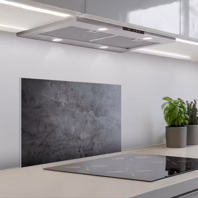 Industrieel - Beton - Grijs - Leisteen - Retro keuken achterwand spatscherm klein -3d_schuin