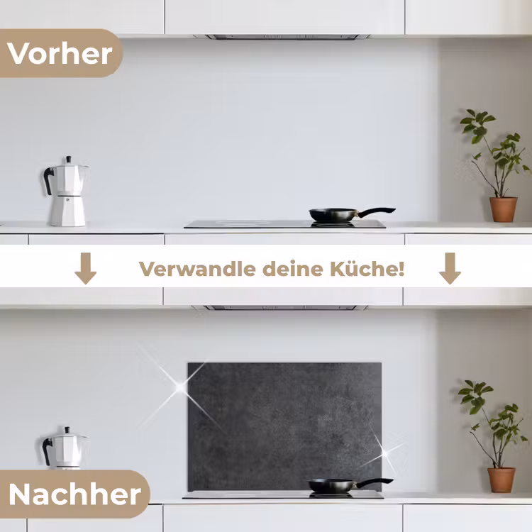 Industrieel - Leisteen - Grijs - Structuur - Beton keuken achterwand spatscherm klein -voor_na_DE