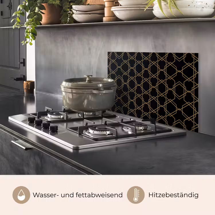 Verweven - Zeshoeken - Zwart - Goud keuken achterwand spatscherm klein 900 -usp_DE