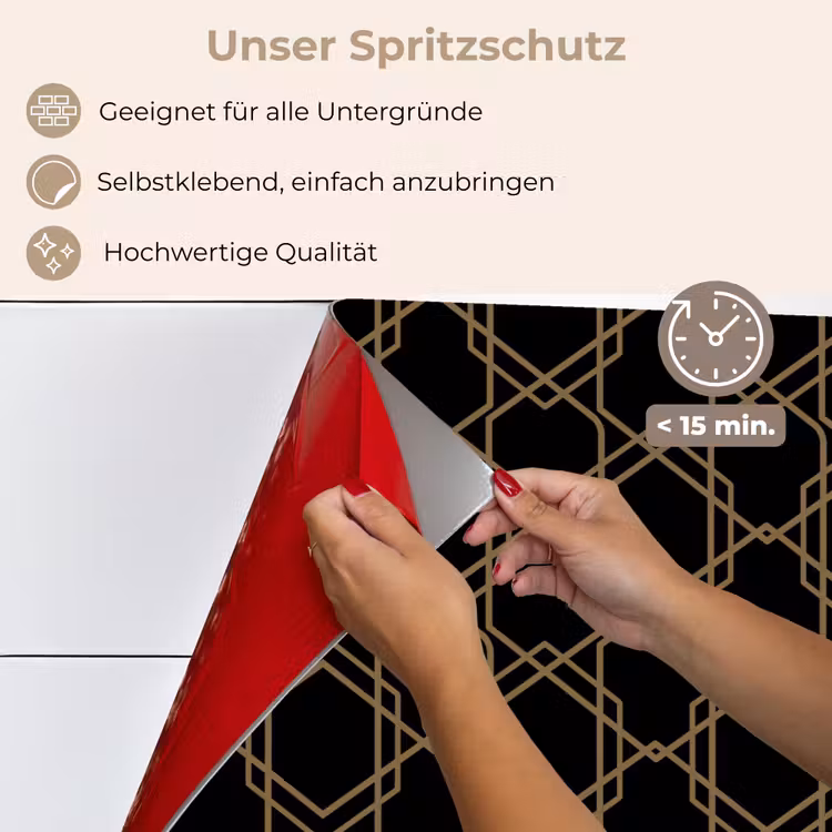 Verweven - Zeshoeken - Zwart - Goud keuken achterwand spatscherm klein 900 -spatscherm_DE