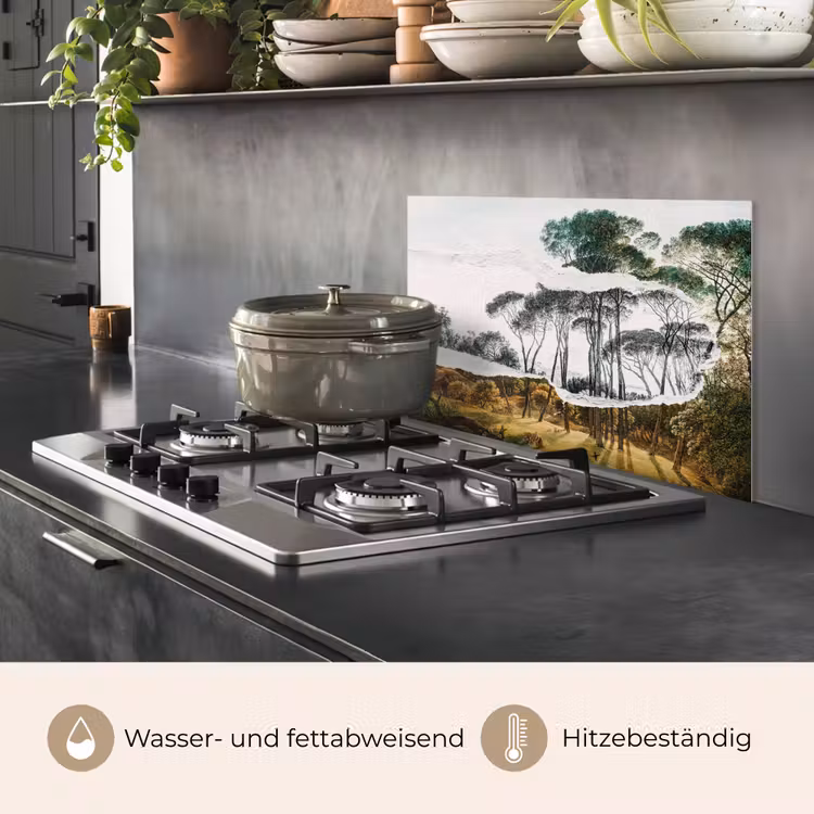 Italiaans landschap parasoldennen - Kunst - Hendrik Voogd - Schilderij - Zwart wit - Oude meesters keuken achterwand spatscherm klein -usp_DE