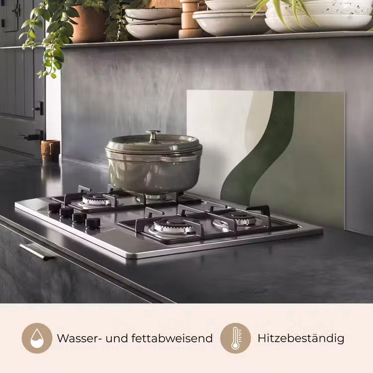 Japandi - Groen - Abstract - Modern keuken achterwand spatscherm klein -usp_DE