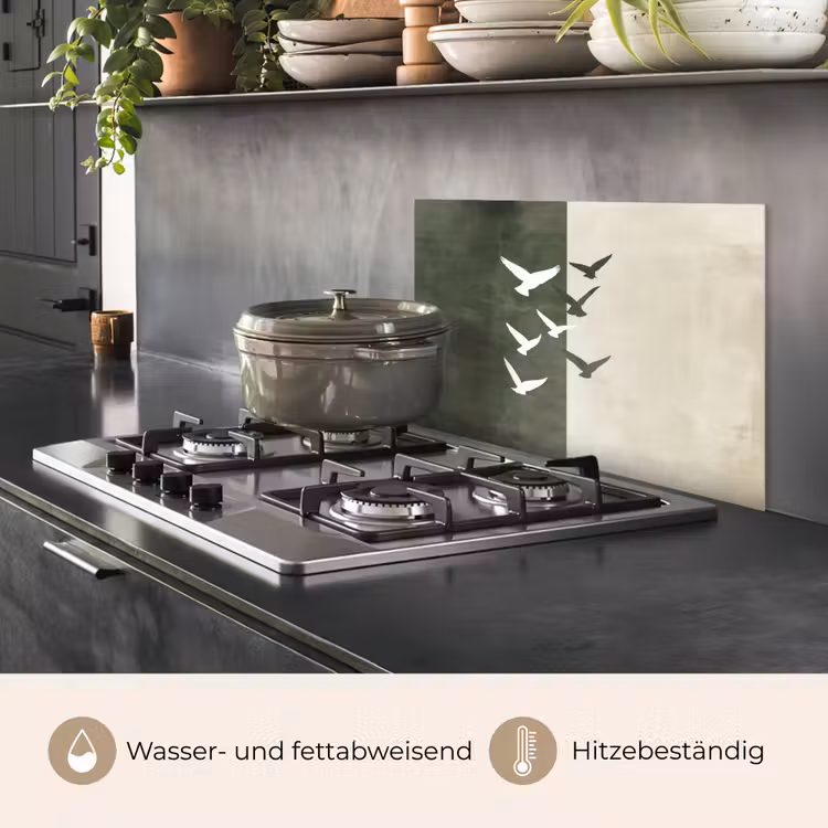 Japandi - Vogel - Groen keuken achterwand spatscherm klein -usp_DE