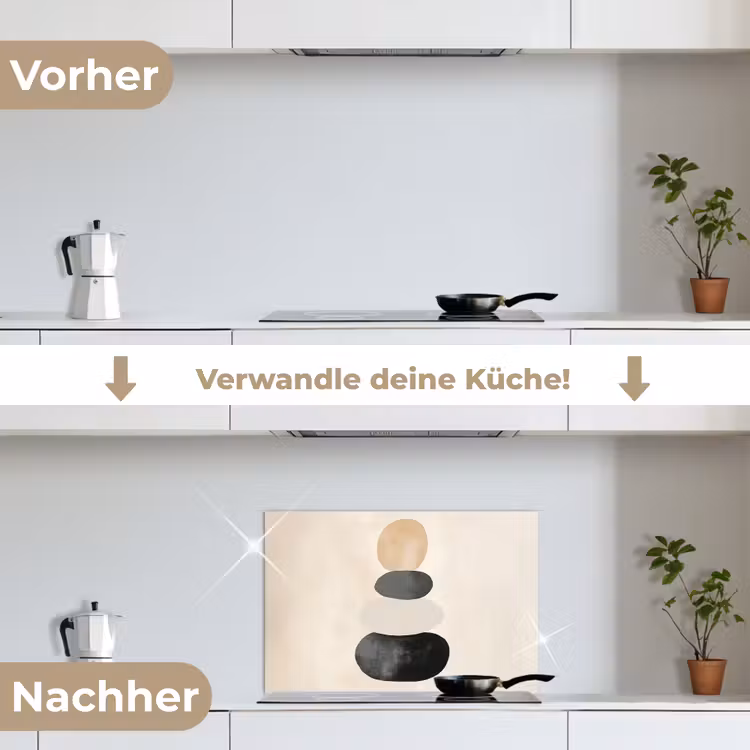 Japandi - Wabi sabi - Beige keuken achterwand spatscherm klein -voor_na_DE