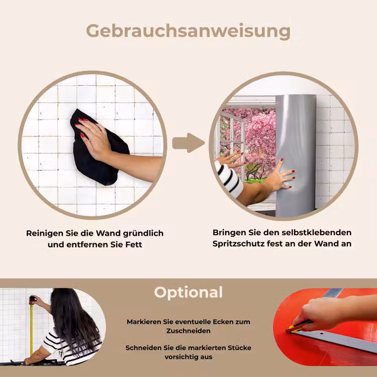 Japans - Sakura - Bloesem - Boom - Bloesem takken - Doorkijk keuken achterwand spatscherm klein -gebruiksaanwijzing_DE