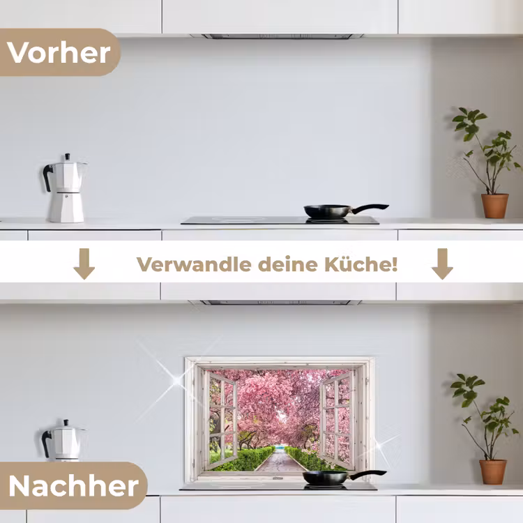 Japans - Sakura - Bloesem - Boom - Bloesem takken - Doorkijk keuken achterwand spatscherm klein -voor_na_DE