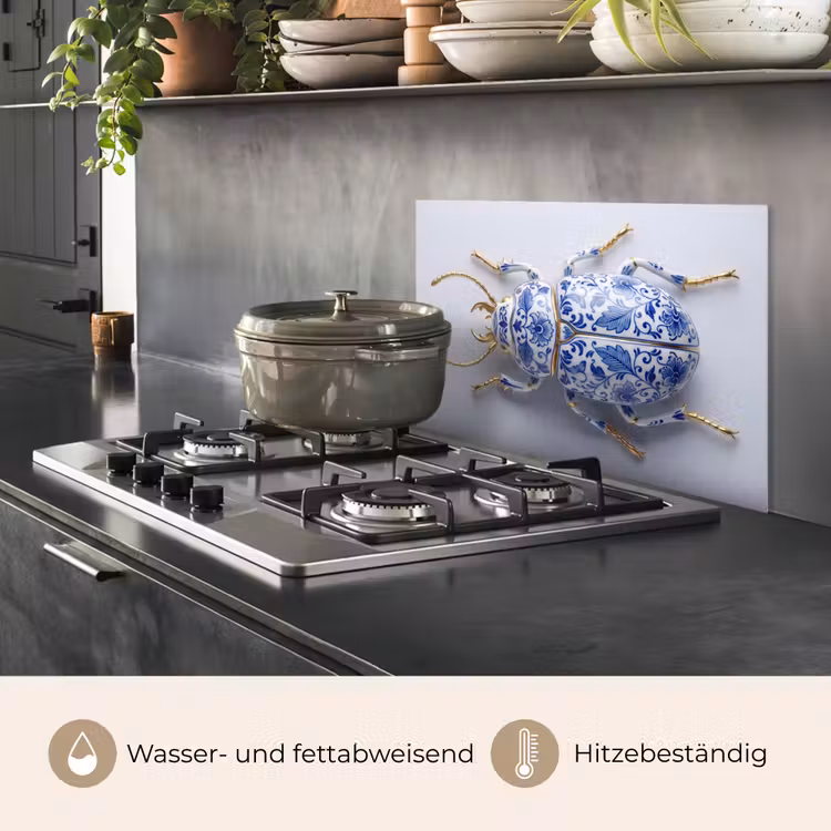 Kever - Delfts - Blauw - Goud keuken achterwand spatscherm klein -usp_DE