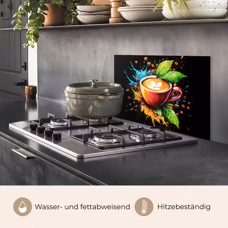 Koffie - Graffiti - Drinken - Abstract keuken achterwand spatscherm klein -usp_DE
