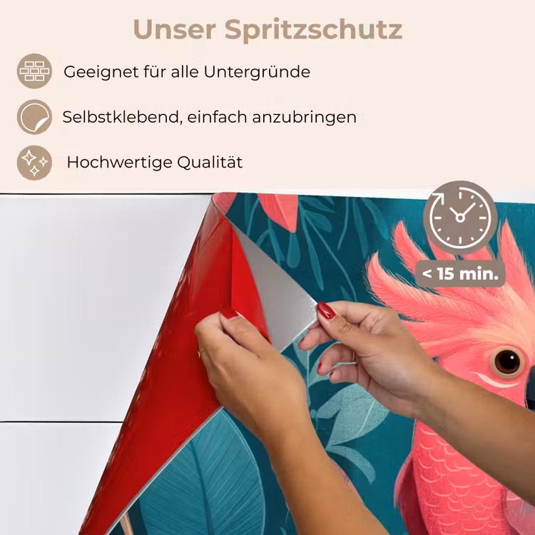 Kaketoe - Tropische bladeren - Tak keuken achterwand spatscherm klein -spatscherm_DE