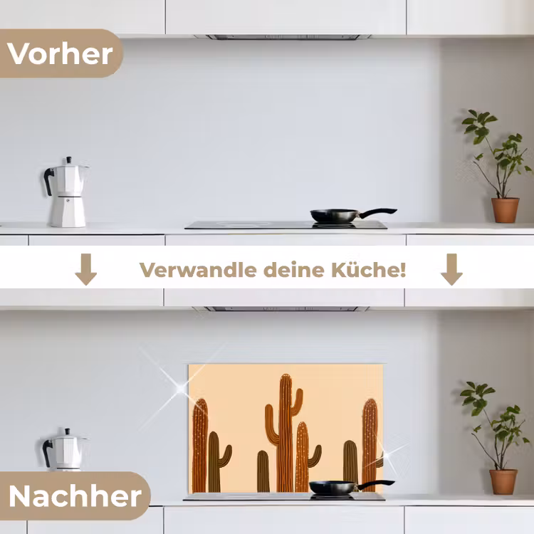 Cactus - Woestijn - Zand - Bruin keuken achterwand spatscherm klein -voor_na_DE