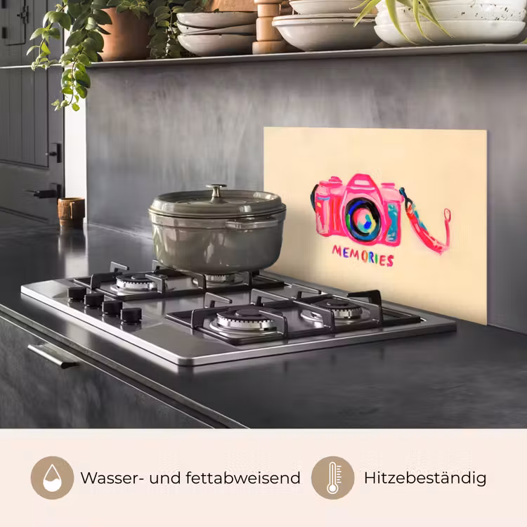Camera - Memories - Roze - Geschilderd keuken achterwand spatscherm klein -usp_DE