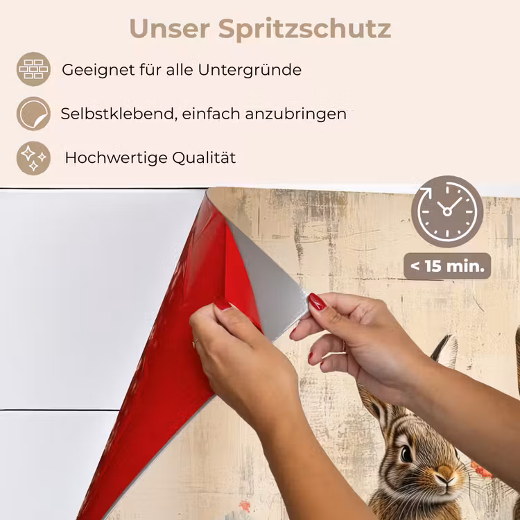 Konijnen - Bloemen - Eieren keuken achterwand spatscherm klein -spatscherm_DE