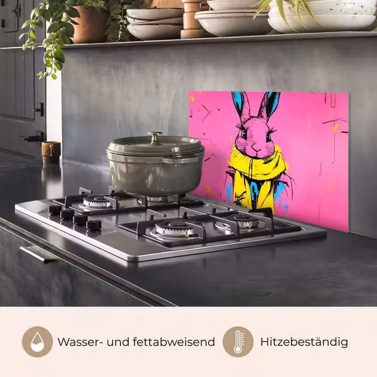 Konijn - Felroze - Sjaal - Abstract keuken achterwand spatscherm klein -usp_DE