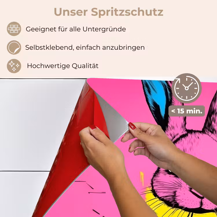 Konijn - Felroze - Sjaal - Abstract keuken achterwand spatscherm klein -spatscherm_DE