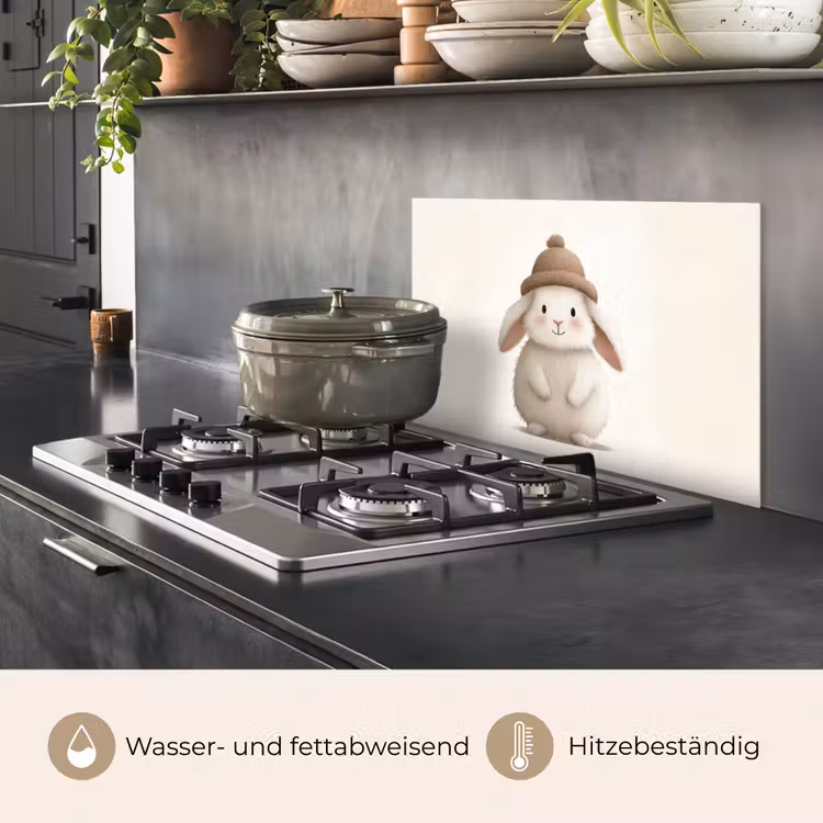 Konijn - Muts - Oren - Beige keuken achterwand spatscherm klein -usp_DE
