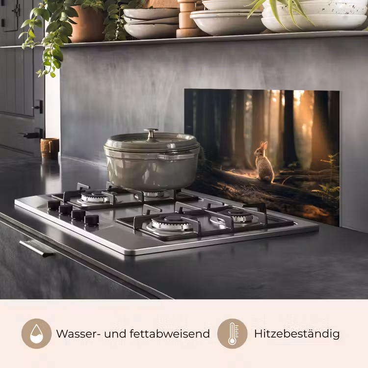Konijn - Bos - Zonnestralen keuken achterwand spatscherm klein -usp_DE