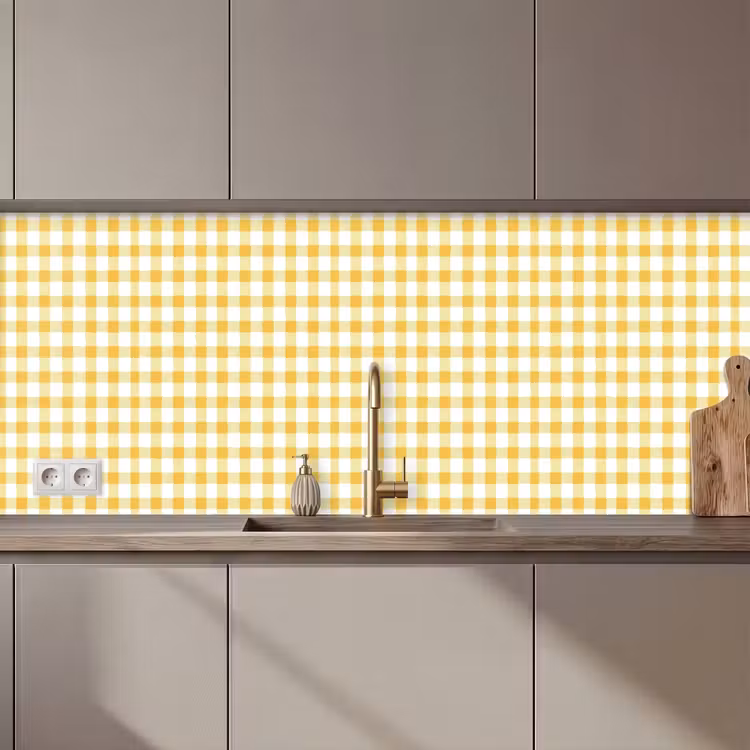 Ruit - Gingham - Klassiek - Geel en Wit keuken achterwand 2 middel 871 zz_3dshopping