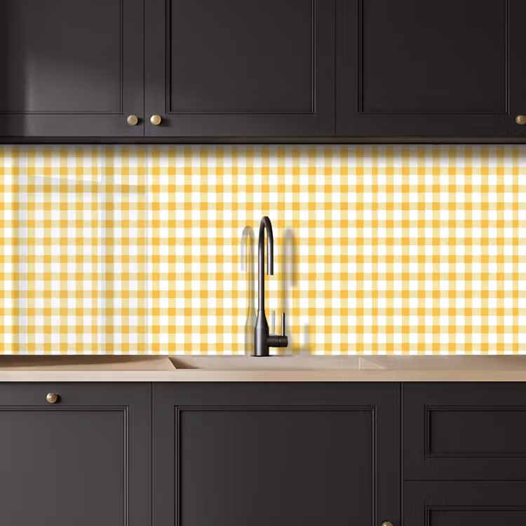 Ruit - Gingham - Klassiek - Geel en Wit keuken achterwand 2 middel 871 -sfeer1
