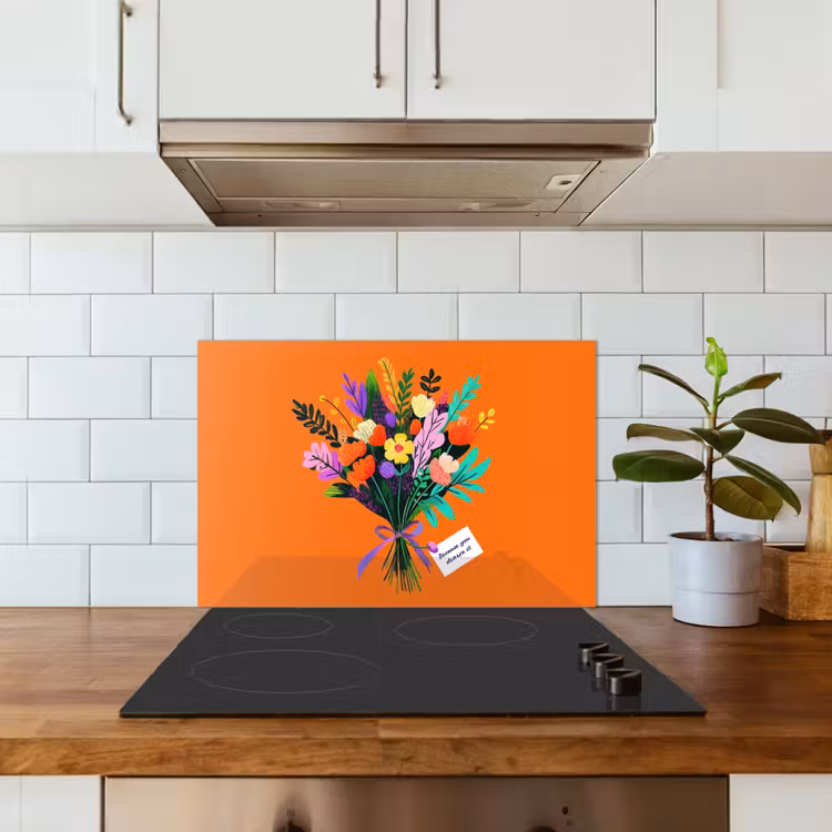 Kaartje - Boeket - Bloemen keuken achterwand spatscherm klein -sfeer2
