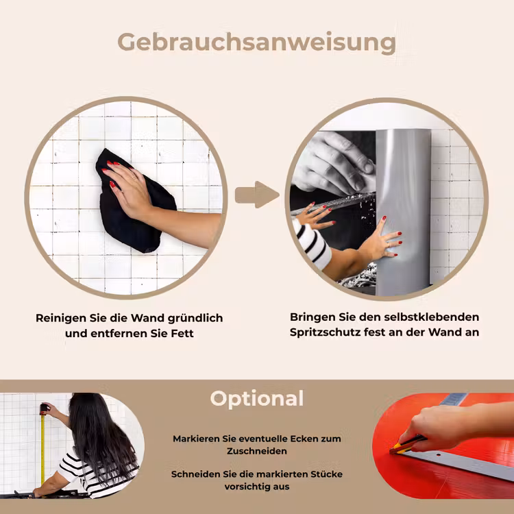 Kaas - Pasta - Rasp keuken achterwand spatscherm klein -gebruiksaanwijzing_DE