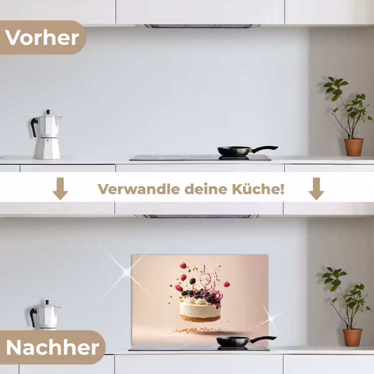 Cheesecake - Eten - Roze - Taart keuken achterwand spatscherm klein -voor_na_DE