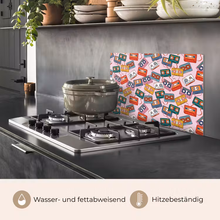 Cassette - Patroon - Roze keuken achterwand spatscherm klein 900 -usp_DE