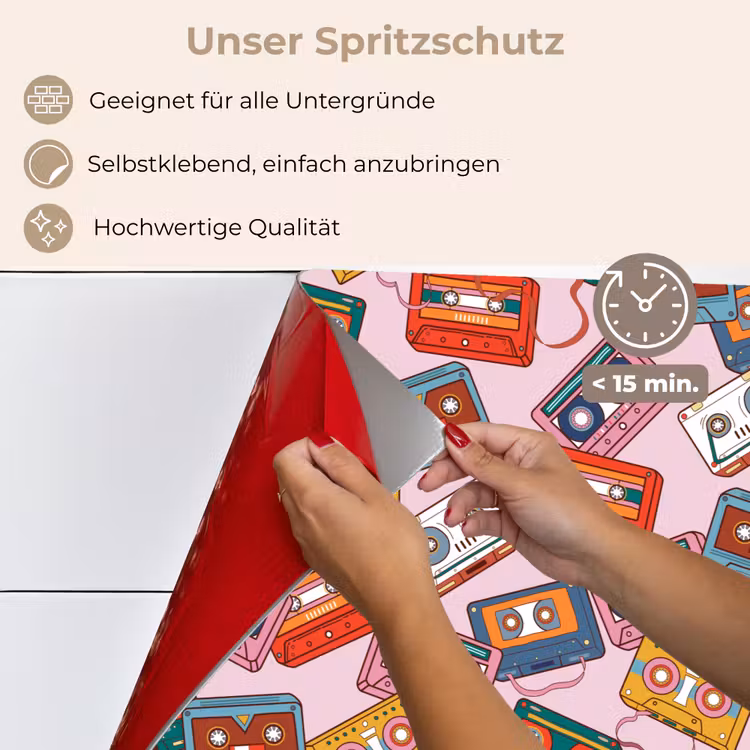 Cassette - Patroon - Roze keuken achterwand spatscherm klein 900 -spatscherm_DE
