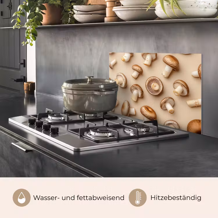 Kastanje Champignons - Beige keuken achterwand spatscherm klein -usp_DE