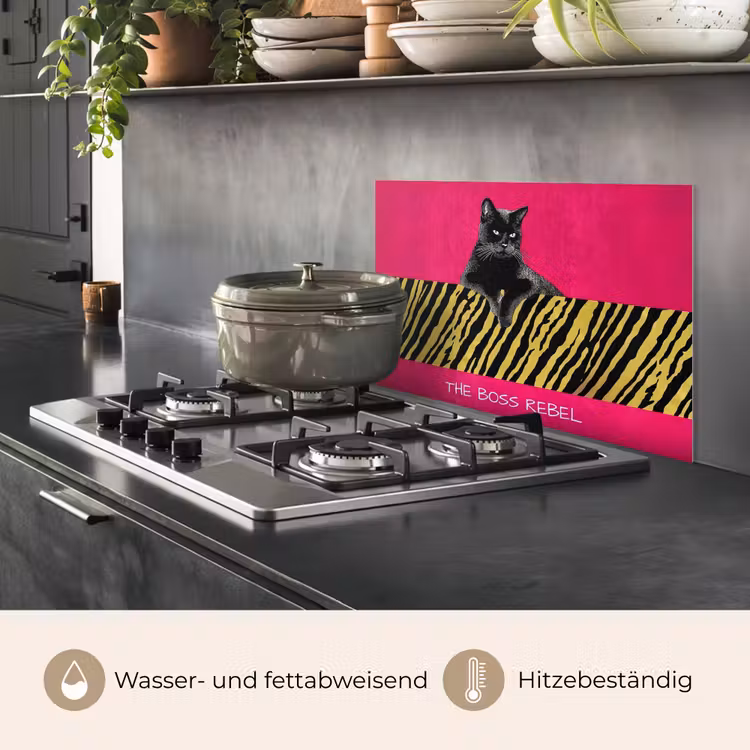 Kat - Baas - Roze - Tijgerprint keuken achterwand spatscherm klein -usp_DE