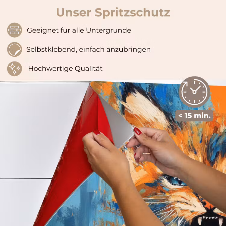 Kat - Kleurrijk - Oranje - Blauw keuken achterwand spatscherm klein -spatscherm_DE