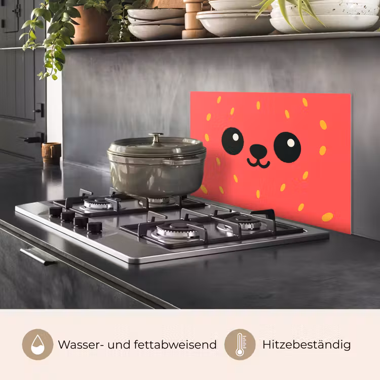 Kat - Aardbei - Cartoon keuken achterwand spatscherm klein -usp_DE