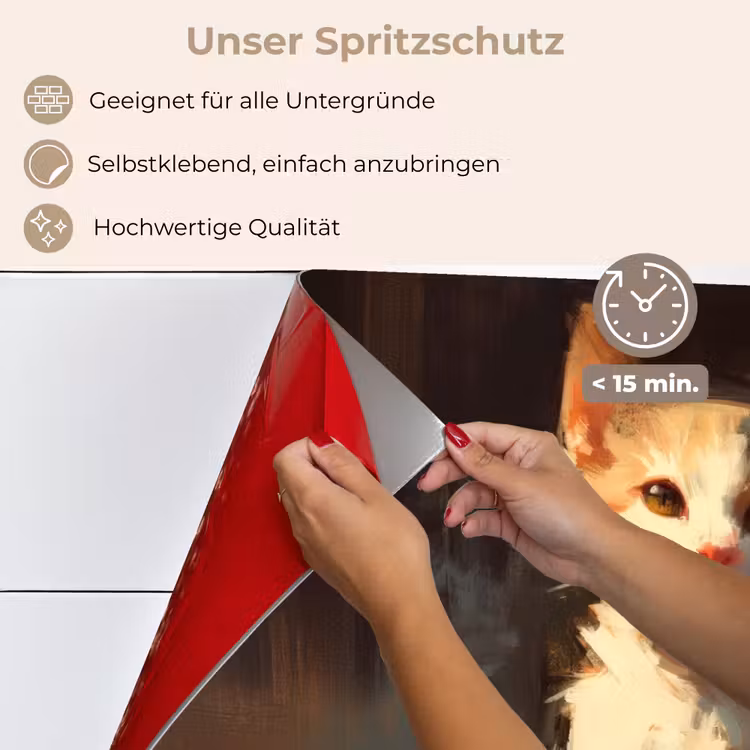 Kat - Geschilderd - Artistiek - Wit keuken achterwand spatscherm klein -spatscherm_DE